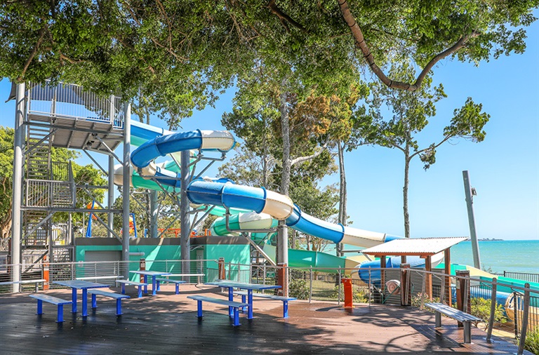 Water slides at Wetside Water Park in Hervey Bay